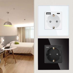 Tawoia 2.4A <span class=keywords><strong>USB</strong></span> Ổ cắm điện Khung kính pha lê Cổng sạc kép với 16A EU ổ cắm - Product Image 6