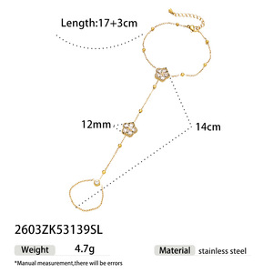 Brazalete <span class=keywords><strong>de</strong></span> Lujo con Flores <span class=keywords><strong>de</strong></span> Circonio, Anillo <span class=keywords><strong>de</strong></span> Dedo <span class=keywords><strong>de</strong></span> Acero Inoxidable Chapado en <span class=keywords><strong>Oro</strong></span> <span class=keywords><strong>de</strong></span> <span class=keywords><strong>18K</strong></span> para Mujer, Joyería Boho, Regalo - Product Image 6