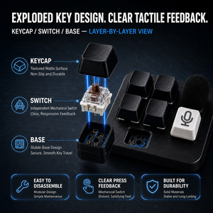 <span class=keywords><strong>Clavier</strong></span> intelligent sans fil à 5 touches avec microphone, <span class=keywords><strong>clavier</strong></span> mécanique à macros pour le montage vidéo, le codage, la diffusion en direct et les appels. - Product Image 3
