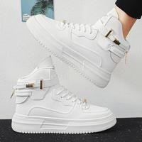 Chaussures tendance pour hommes, baskets montantes pour hommes, chaussures de sport à semelle épaisse pour adolescents, baskets en cuir pour hommes