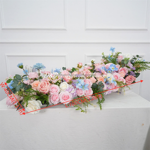 DKB Artificial <b>Flower</b> Factory Customized <b>Flower</b> Runner Wedding Aisle <b>Flower</b> Artificial White <b>Flower</b> Runner - Product Image 2