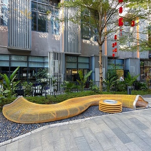 Creative Stainless Steel Seat Shopping Mall <b>Leisure</b> Chair Landscape Hollow Metal Stool Outdoor Park Square Shaped <b>Bench</b> Green - Product Image 4