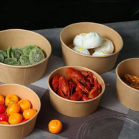 Boîte à emporter carrée en papier kraft jetable, recyclable et résistante à l'huile, avec couvercle, pour salades et plats de restaurant, vente en gros