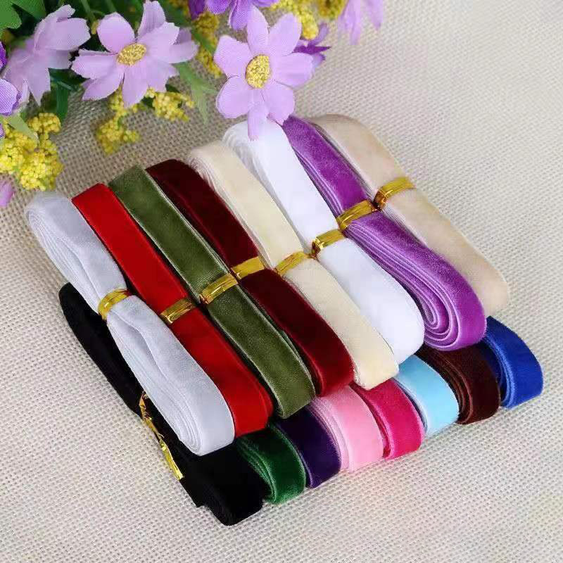 Plain Color Ribbons DIY Accessories Velvet Single-Sided Ribbon Gift Ribbon Wedding Decoration Elegant Webbing for Packaging Gift