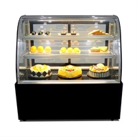 Vitrine réfrigérée pour gâteaux à double courbure en verre de 1200 mm, capacité 2 à 10 gâteaux ℃   Vitrine réfrigérée pour pâtisseries et desserts pour boulangerie