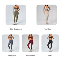 NCLAGEN Ensemble de tenue de Pilates à taille haute, doux et respirant, avec soutien-gorge antichoc à dos croisé et débardeur halter sans manches
