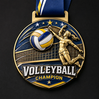 Concevez votre propre médaille de volley-ball, logo personnalisé, médailles sportives en émail personnalisées