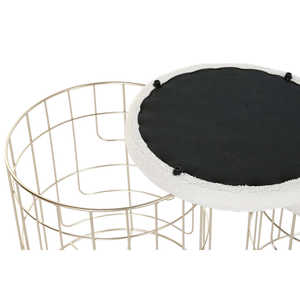 Juego de 2 Reposapiés de Poliéster y Metal 38x38x44 Dorado - Product Image 2