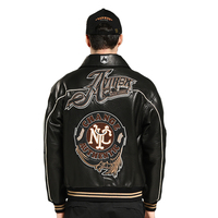 Blouson en cuir pour hommes Chenille Patches Blouson aviateur pour hommes
