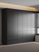 Armoire noire moderne sans poignées pour cuisine et chambre à coucher