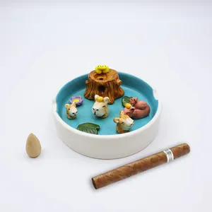 Wholesale Office Decor Cute New Design 3d Cigar Ash Tray Deflow Incense Burner Custom Ceramic Guinea Pig Ashtray