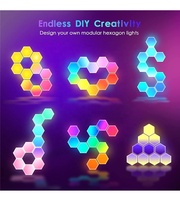 Achat en gros de lampes hexagonales LED intelligentes à commande par application, changement de couleur RVB, appliques murales synchronisées avec la musique, lumière de jeu