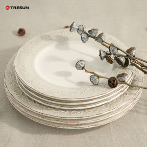 Assiette de service en grès beige de luxe, prix usine, pour cuisine, hôtel, restaurant, traiteur, avec motif en relief - Product Image 4