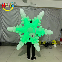 Costume gonflable flocon de neige portable avec ailes lumineuses LED pour défilé de Noël