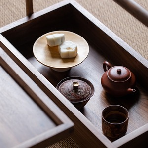 <b>Black</b> Walnut Wood Storage <b>Box</b> Rectangle Lidded Carrying Handle <b>Box</b> Chinese Retro Style Pastry Container Handheld Storage <b>Box</b> - Product Image 4