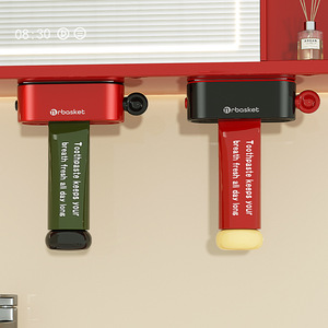 Drbasket <b>Toothpaste</b> <b>Dispenser</b> Magnetic Wall Mounted Red Black Cylindrical Bathroom Storage Holder - Product Image 2