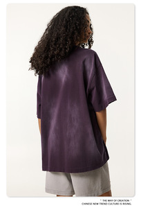 Men's Vintage <b>Purple</b> 100% Cotton Short Sleeve O-Neck <b>T</b>-<b>Shirt</b> Oversized Solid Color Jersey Knitted - Product Image 6