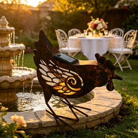 Sculpture d'oiseau minimaliste en métal rouillé à énergie solaire, pour décoration extérieure de patio et de jardin, directement de l'usine