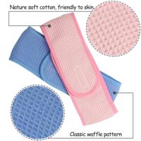 Bandeau en coton gaufré personnalisé avec logo pour filles, bandeau élastique brodé pour maquillage et spa, vente en gros pour femmes