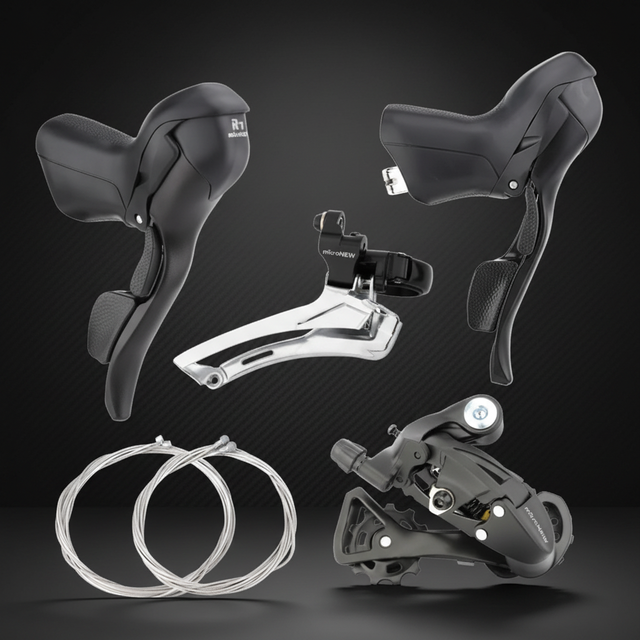 MicroNEW Road Bike Dual Control Lever 2x10 Speed 3x10 Shifters 7 Speed 120mm Alloy Matte Black Customized Installation