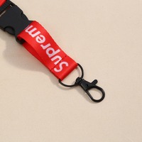 Lanière en polyester recyclé avec logo tissé personnalisé, porte-badge détachable, sangle de cou écologique, vente en gros