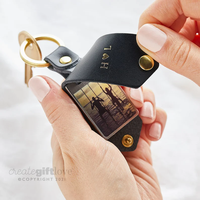 Porte-clés photo en cuir véritable personnalisable par sublimation pour la fête des pères, cadeau d'entreprise pour employés