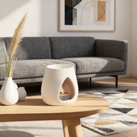 Brûleur à huile essentielle en céramique, chauffe-cire pour bougie chauffe-plat, bougie aromatique blanche pour la décoration de la maison