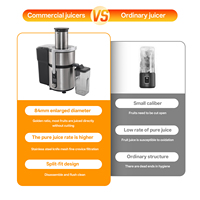 Extracteur de jus électrique automatique commercial en acier inoxydable pour canne à sucre, oranges, agrumes, fruits et carottes, avec tasse