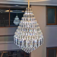 Lustres en cristal de luxe modernes, grandes suspensions pour plafonds hauts, hauteur réglable pour villas, escaliers, hôtels