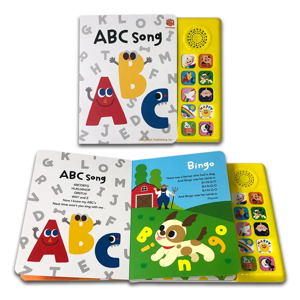 Livro de leitura de músicas em inglês de alta qualidade, livros de aprendizagem de áudio para crianças pré-escolares