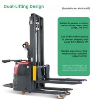 Gerbeur électrique complet à double mât de levage 1500 kg certifié CE avec déplaceur latéral hydraulique pour entrepôt