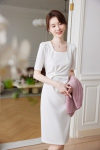 زي موحد احترافي للنساء في مكاتب الاستقبال بالفنادق، طقم فستان رسمي للعمل في مجال الضيافة والمكاتب - Product Image 6