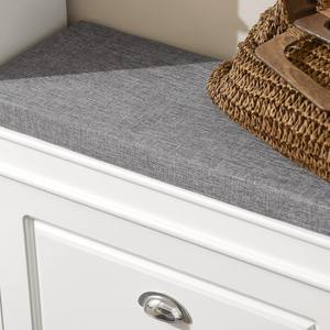 White Entryway Shoe Storage <strong>Bench</strong> with Flip Drawer &amp; Cushion, Narrow <strong>Small</strong> Shoe Cabinet Rack for <strong>Hallway</strong> - Product Image 5