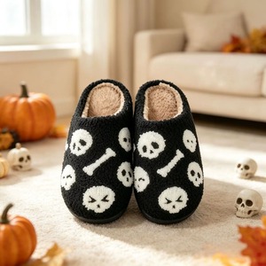 <b>Halloween</b> Cartoon Home <b>Slippers</b> Thick Bottom Baotou Style Plush Face Home <b>Slippers</b> Ghost Pumpkin Cartoon - Product Image 3