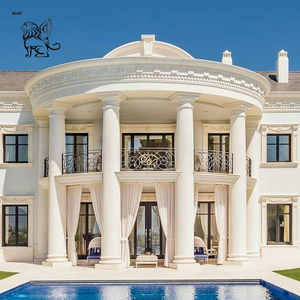 BLVE tamamen özelleştirilmiş Villa lüks beyaz mermer balkon korkuluk yuvarlak taş ayağı tasarım dekoratif roma sütunları - Product Image 2