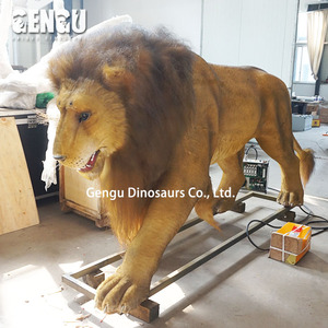 Estatua de jardín de animatron De León de tamaño real, estatua de acero para interiores/exteriores para aeropuerto, Parque educativo de trampolín, Parque Deportivo - Product Image 2