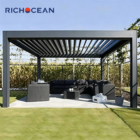 Pergola électrique en aluminium RICHOCEAN pour maison, auvent réglable imperméable à l'eau pour l'extérieur