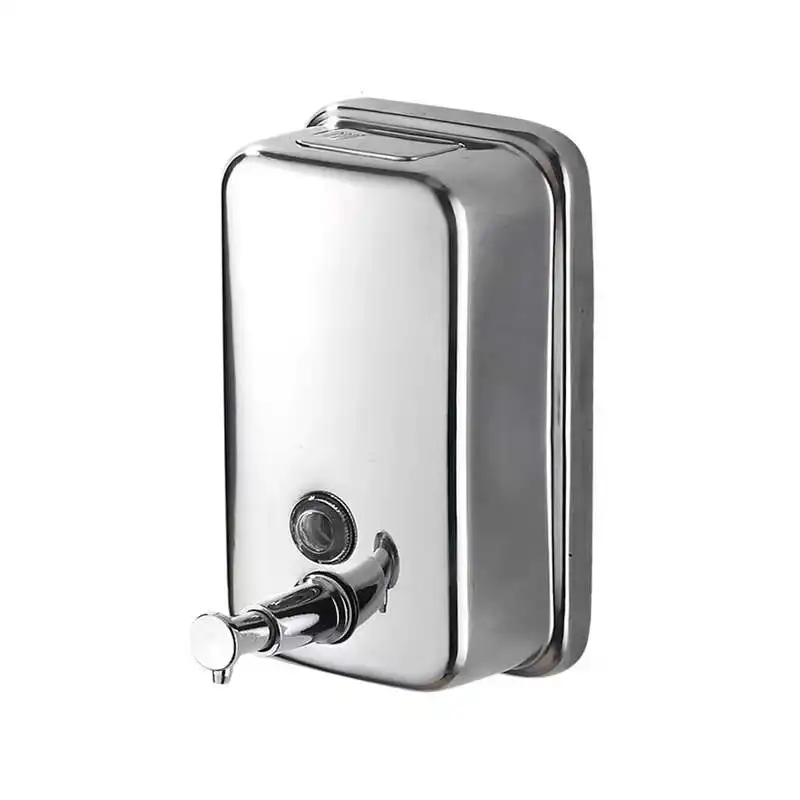 304 Stainless Steel Chrome Finished Rectangle Anti-rust Wall Mounted Soap Dispenser