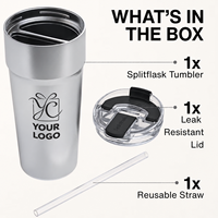Gobelets isothermes personnalisés avec logo, 30 oz, en acier inoxydable, à double compartiment, couvercle anti-fuite, sans BPA, s'adaptent aux porte-gobelets