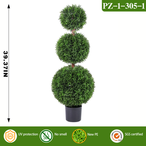 RUOPEI Arbre topiaire artificiel à triple sphère, fausse boule de cyprès <span class=keywords><strong>en</strong></span> <span class=keywords><strong>pot</strong></span>, résistant aux UV, pour la décoration de la maison, du jardin, du patio et de l'entrée - Product Image 4