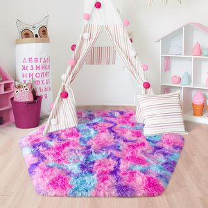 Alfombra Hexagonal Rosa para Tienda de Princesas, Alfombra Suave y Peluda para Habitación Infantil, 4x4.6 Pies, Alfombra de Peluche para Niñas - Product Image 2