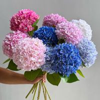 Direkt vom Hersteller Künstliche Große Einzelstiel-Hortensie Hochwertige Simulation Kunstseide Blume 3D-Gedruckte Blütenblätter Hochzeit Heim Chinesisches Neujahr