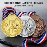 Ensemble de médailles de cricket personnalisées à prix abordable |   Médailles de récompense pour tournois de cricket en or/argent/cuivre, vente en gros d'usine, avec logo personnalisé