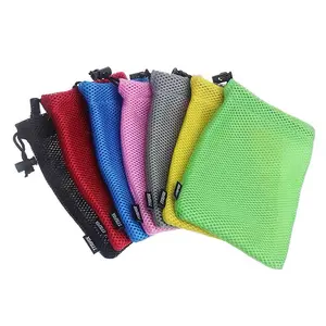 Multi Colorful Foldable Polyester Travel Packaging Mesh Bags with Drawstring for Balls