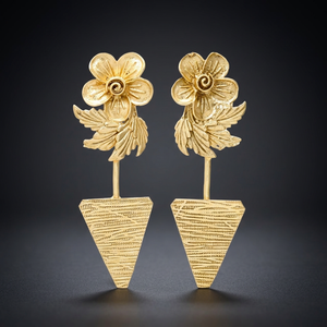 Juego de pendientes de diseño único de diseño clásico hermoso chapado en oro con pendientes colgantes de maceta - Product Image 3