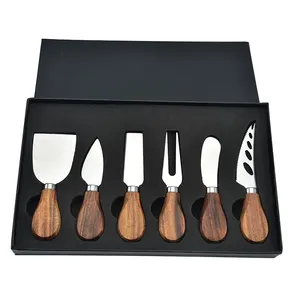 6 unids/set de madera de roble madera de Koa de mango de madera cortadora de queso mantequilla esparcidor tenedores de utensilios de cocina Accesorios