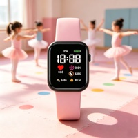 Jam Tangan Digital LED Mewah Logo Kustom untuk Anak, Bentuk Persegi, Jam Tangan Elektronik Fashion dengan Tali Plastik untuk Pelajar