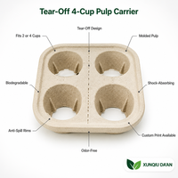 Support 4 tasses pour boissons à emporter (thé au lait), en pulpe écologique, design détachable, antichoc, anti-déversement, stable, sans odeur