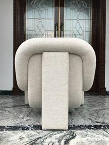 Modern Cream Fabric Accent <b>Chair</b> with Curved Armrests Solid <b>Back</b> Lounge <b>Chair</b> for Living Room Home Furniture - Product Image 3