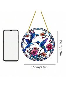 1pc Acrílico Hummingbird Suncatcher, 2D Rodada Janela Pingente de Vitral para Pátio, Jardim, Varanda, Home Decor, Sala, Presente de parede - Product Image 6